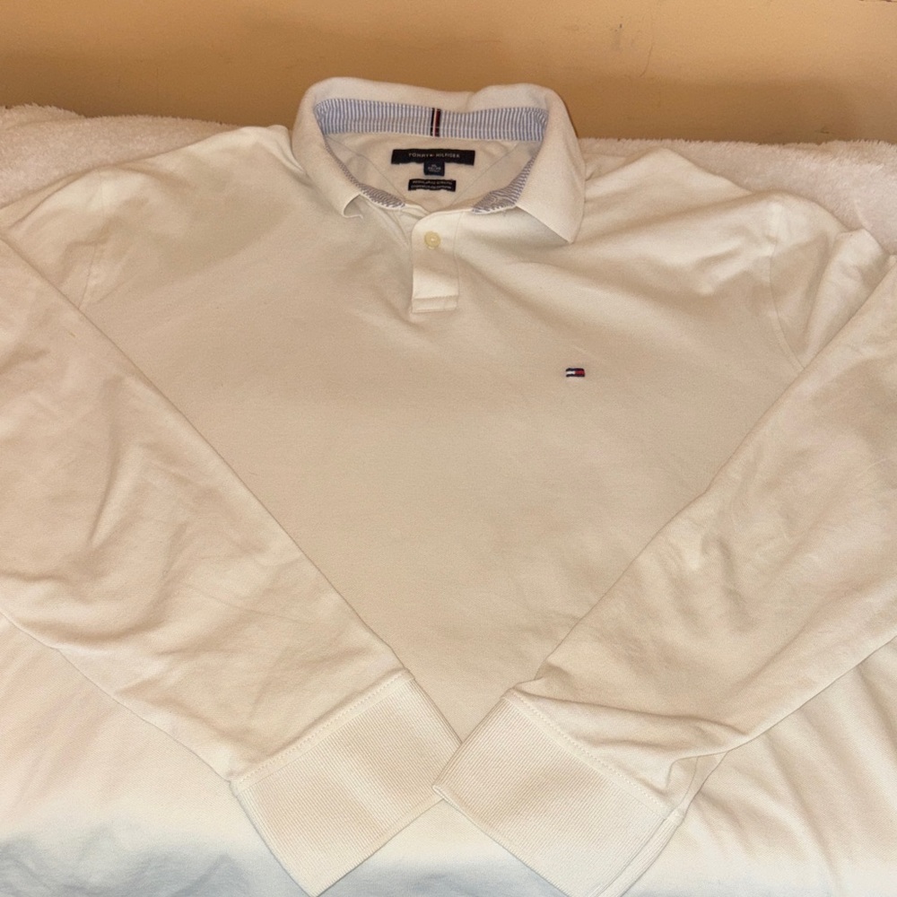 Tommy Hilfiger Men's White Long Sleeve Polo